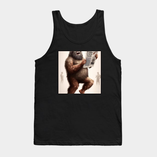 Bigfoot Enjoys Seeing His Name in Print Tank Top by Star Scrunch